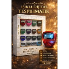 Işıklı Dijital Tesbihmatik LED Ekranlı Reset Butonlu Zikir Sayacı Hafızalı Elektronik Tesbih 12 Adet