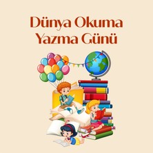 Deko Gonya Dünya Okuma Yazma Günü Temalı Fotoğraf Panosu Branda 100X100