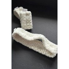 Braventa Collection Mikrofiber Welsoft Saç Bandı Bileklik Seti, Yumuşak Beyaz, Yüz Yıkama Makyaj Için, Keseli, 3