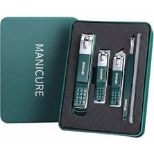 Braventa Collection Gaman 5 Lüks Manikür Pedikür Seti, Tırnak Makası, Tırnak Törpüsü, Tırnak Eti Kesici, Yeşil, 11.7x8.7