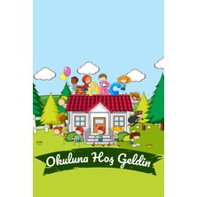 Deko Gonya Okuluna Hoş Geldin Temalı Fotoğraf Panosu Branda 100X150