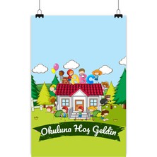 Deko Gonya Okuluna Hoş Geldin Temalı Fotoğraf Panosu Branda 100X100