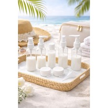 Braventa Collection Safestore Beyaz 10 Seyahat Şişe Seti, Özel Çantalı Tatil Şampuan Şişesi,