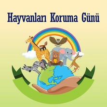 Deko Gonya Hayvanları Koruma Günü Temalı Fotoğraf Panosu Branda 100X100