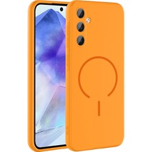 Techno Guru Samsung Galaxy A55 Kılıf Magsafe Özelikli ve Pastel Şarj Özellikli Şık Meta Premium Silikon Kapak