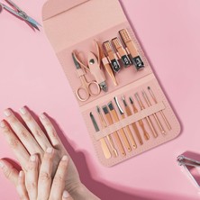 Braventa Collection 16 Manikür Pedikür Seti – , Taşıma Çantalı, Profesyonel Tırnak Bakım Kiti Pembe