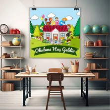 Deko Gonya Okuluna Hoş Geldin Temalı Fotoğraf Panosu Branda 100X100