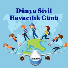 Deko Gonya Dünya Sivil Havacılık Günü Temalı Fotoğraf Panosu Branda 100X100