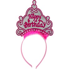 Katre46 Parti Happy Birthday Neon Pembe Renk Doğum Günü Tacı 24X15 cm
