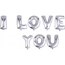 Katre46 Parti Aksesuar I Love You Folyo Balon Gümüş Renk 35 cm