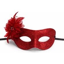 Zero Land Nrzsnt Kırmızı Simli Tüylü Balo Maskesi – Kadın Parti &amp; Maskeli Balo Maskesi
