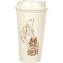 Hsc Bilişim Kahve Bardağı - Kapaklı Krem 473 ml