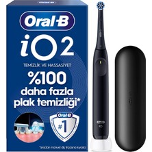 Oral-B Io2 Siyah Şarjlı/elektrikli Diş Fırçası, 1 Fırça Başlığı, Tek Şarjda 4 Haftaya Varan Kullanım