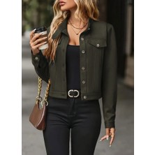 Sun&north Kadın Uzun Kollu Önden Düğmeli Kısa Süet Ceket