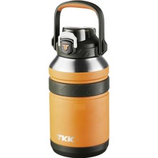Genelec Tkk Büyük Boy 1000ML Pipetli/pipetsiz Kullanım Askılı Paslanmaz Çelik Termos Matara (Turuncu)
