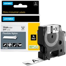 Dymo Rhinopro Esnek Naylon Şerit 19MMX3,5M Beyaz/siyah