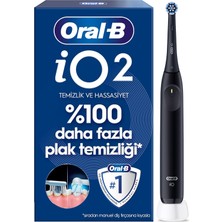 Oral-B Io2 Siyah Şarjlı/elektrikli Diş Fırçası, 1 Fırça Başlığı, Tek Şarjda 4 Haftaya Varan Kullanım