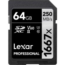 Lexar Professional 1667X Sd Kart 64 Gb, Sdxc Uhs-Ii Bellek Kartı, 250 Mb/s'ye Kadar Okuma, 120 Mb/s'