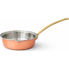 Copper Empire El Yapımı Saf Bakır Sos Tavası 19.5x6 cm Kalaylı Iç Yüzey Pirinç Saplı