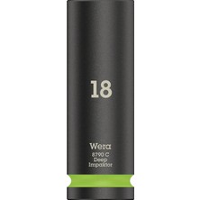 PowerA Wera 05004835001 8790 C Impaktor Deep Lokma Anahtar 1/2 Inç Tahrikli, Parlak Yeşil, 18,0 x 83,0 mm