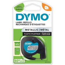 Dymo S0721730, Letratag Metalik Şerit (12 mm x 4 Mt), Gri (59429)