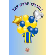 Feyza Design Yıldızlı ve Kalpli Sarı Lacivert Forma Folyo Balon Seti