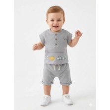 Kids Kingdom Pamuklu Dinazor Detaylı 2li Erkek Bebek Takım