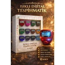 Işıklı Dijital Tesbihmatik LED Ekranlı Reset Butonlu Zikir Sayacı Hafızalı Elektronik Tesbih 6 Adet