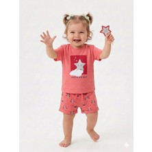 Kids Kingdom Pamuk Yıldız Desenli Kız Bebek Şortlu 2li Takım