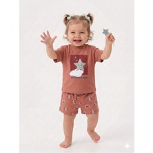 Kids Kingdom Pamuk Yıldız Desenli Kız Bebek Şortlu 2li Takım
