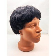 Katre46 Siyah Renk Kısa Kesim Içi Astarlı Erkek Peruğu