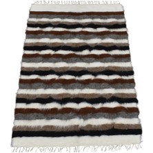 Zehra Abla Halı Yeni El Dokuma Çizgili Benzersiz Tiftik Yün Siirt Battaniyesi Kilim 7075