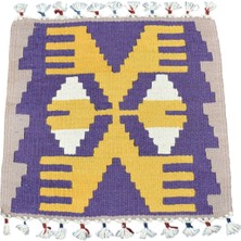 Zehra Abla Halı Yeni El Dokuma Kare Köşe Sandalye Minderi Pınarbaşı Kayseri Yün Kilim 7073