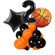 Feyza Design Mavi Şişirilebilir Mini Parti Basketbol Balon Seti