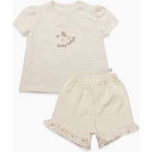 Bistyle 2li Takım Şortlu Müslin Daisy Flowers 14131 Somon