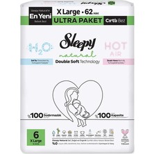 Sleepy Natural Double Soft Bebek Bezi Ultra Paket 6 Beden 62 Adet