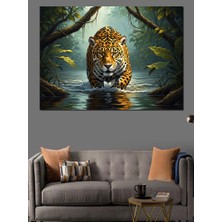 Tablomega Vahşi Doğada Yürüyen Benekli Leopar Dekoratif Kanvas - Mdf Ahşap Tablo