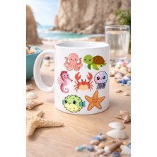 Karahanbey Sevimli Deniz Canlıları Desenli Porselen Kupa Model 118 – Ahtapot, Kaplumbağa, Yengeç Deniz Yıld