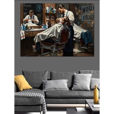 Tablomega Nostaljik Berber Dükkanı ve Tıraş Dekoratif Kanvas - Mdf Ahşap Tablo