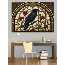 Tablomega Gül Bahçesinde Duran Siyah Kuzgun Dekoratif Kanvas - Mdf Ahşap Tablo