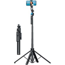 Başkenttekno Tripod Çok Amaçlı 1.6m Kumandali Kamera Telefon Tutucu C17 Siyah