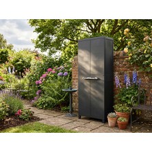 Evinizin Atölyesi Antrasit 3 Raflı ve Uzun Bölmeli , Bahçe Dolabı, Balkon Dolabı, Plastik Dolap 66X36X170