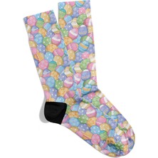 Bahar Neşesi Renkli Yumurta Desenli Soket Çorap