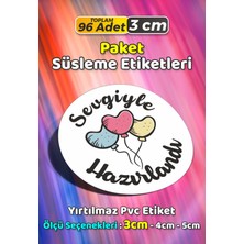Sb Store Sevgiyle Hazırlandı Ambalaj Hediye Paket Süsleme Etiketi Model 95 - 96 Adet 3cm