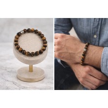 Kolyeucum Evcikuş Kaplangözü Doğal Taş Bileklik – Unisex Esnek Yapılı Şık Bileklik