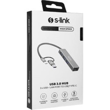 Nusrat Bilişim S-Link SW-U332 Type-C - Usb3.0 1000MBPS 3 Port USB Gigabit Ethernet Adaptör