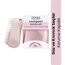 Tangle Teezer Compact Styler Pink Matte Chrome Saç Fırçası - Düz ve Kıvırcık Saçlar için Çanta Boy Tarak