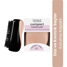 Tangle Teezer Compact Styler Seyahat Boy Saç Fırçası Rose Gold Black Kıvırcık ve Düz Saçlar için Koruma Kapaklı