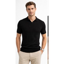 Cazador Erkek Polo Yaka Desenli Triko T-Shirt 34215 Siyah