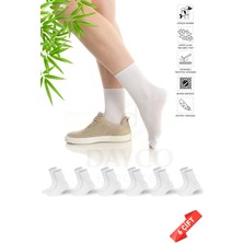 Dayco Premium Beyaz Lastiksiz Sıkma Yapmayan Kadın Bambu Soket Çorap - İz Yapmayan Bambu Çorap - 36-40